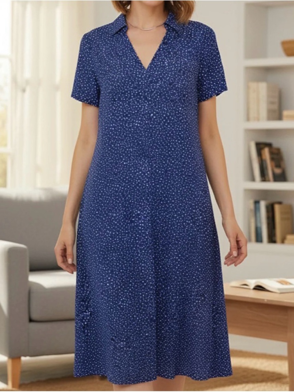 Eleanor Harper Navy with White Dot Pattern Dress